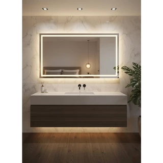 Espelho Retangular Jateado LED 3 Cores Touch Decorativo Moderno em Oferta na Shopee