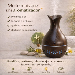 Aromatizador Difusor Ambiente Ultrassônico Umidificador Led 200ml