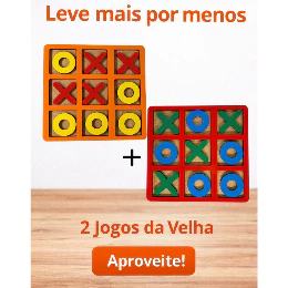 Jogo da Velha Infantil Madeira Educativo Pedagógico Coordenação Motora Leve 2 Unidades