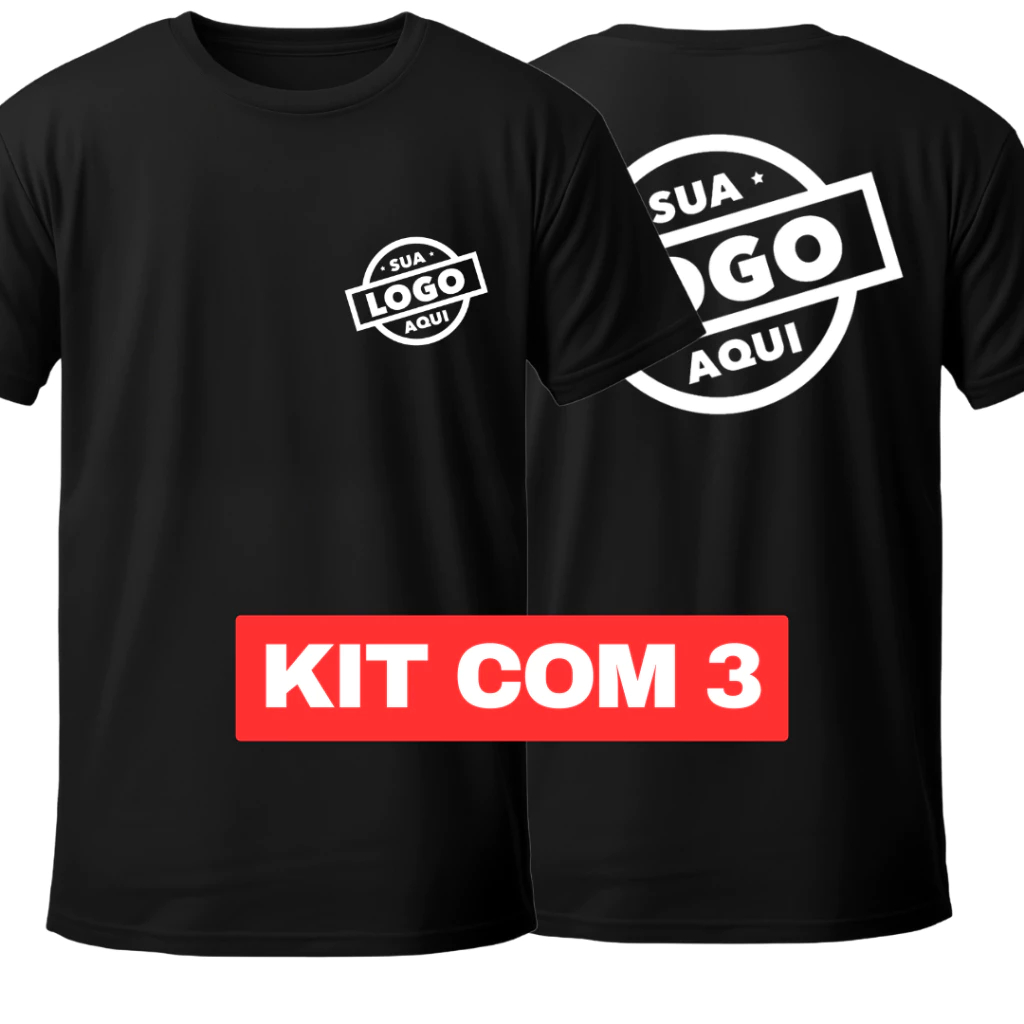 Kit 3 Camisetas Personalizadas Com Sua Logo 100% Algodão Premium