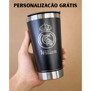 Copo Térmico 473ml Inox Parede Dupla | Personalização Grátis |Com Abridor | Mantém Gelado por Horas