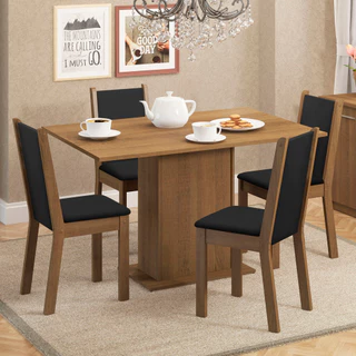Conjunto Sala de Jantar Talita Madesa Mesa Tampo Madeira 4 Cadeiras - Rustic/Preto/Sintético Preto em Oferta na Shopee