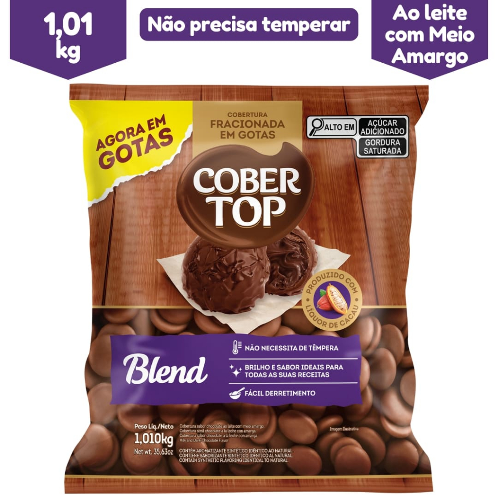 Gotas Sabor Chocolate Cobertop Blend 1,01kg Cobertura Fracio