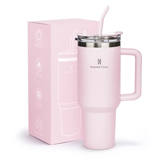ROMANTIC CROWN Copo Termico de Aço Inoxidável com Tampa de Vedação e Tubo de Aço Inoxidável 600ml/1200ml em Oferta na Shopee