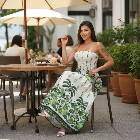 Vestido Tropical Longo Tomara que Caia Estampado – Moda Feminina 2026 ENTREGA INMEDIATO