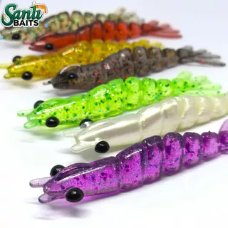 Camarão Articulado soft 7cm 8cm é 9cm kit 10 unidades - isca artificial SANLIBAITS