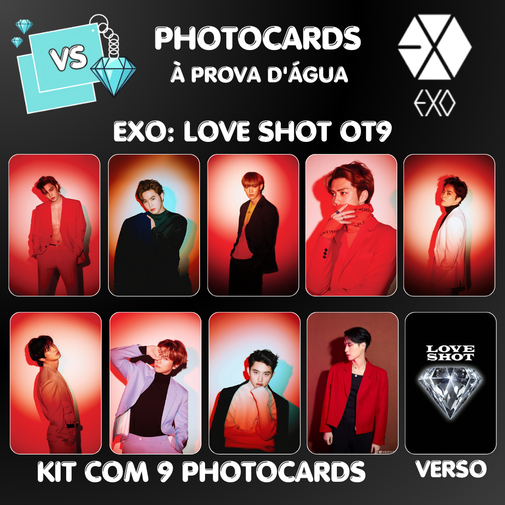 Photocards EXO: Love Shot OT9 à prova d'água Fan-made 5.5x8.5cm