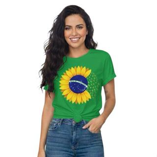 Camiseta t-shirt Brasil Copa do mundo Hexa, Patriota, Girassol 100% Algodão em Oferta na Shopee