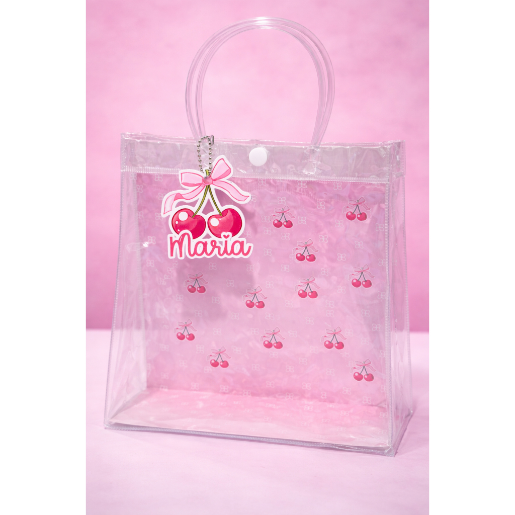 FUNDO PARA SACOLINHA PVC TRANSPARENTE+ TAGS +CORRENTINHA+APLIQUE 3D ...