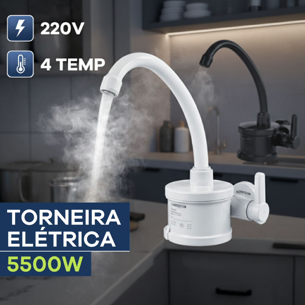 Torneira Elétrica Pia de Cozinha Plus 4 Temperaturas 5500W 220V ...