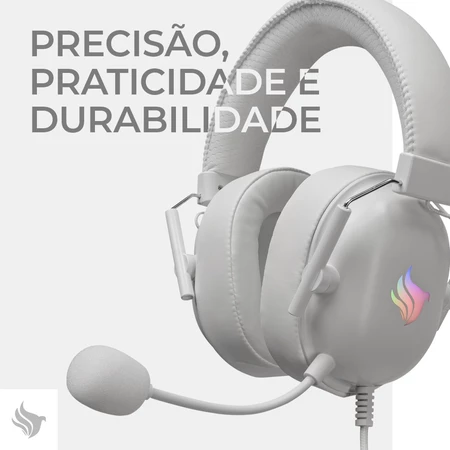 Combo Gamer Pichau Netuno V2 4x1 Teclado Mecânico ABNT2 Mouse 4200DPI Mousepad Headset 50mm Branco - Vista 2