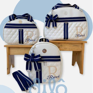 Bolsa maternidade personalizada de luxo 3 peças. Bolsa de bebê com inicial e nome. Dilô Kids em Oferta na Shopee