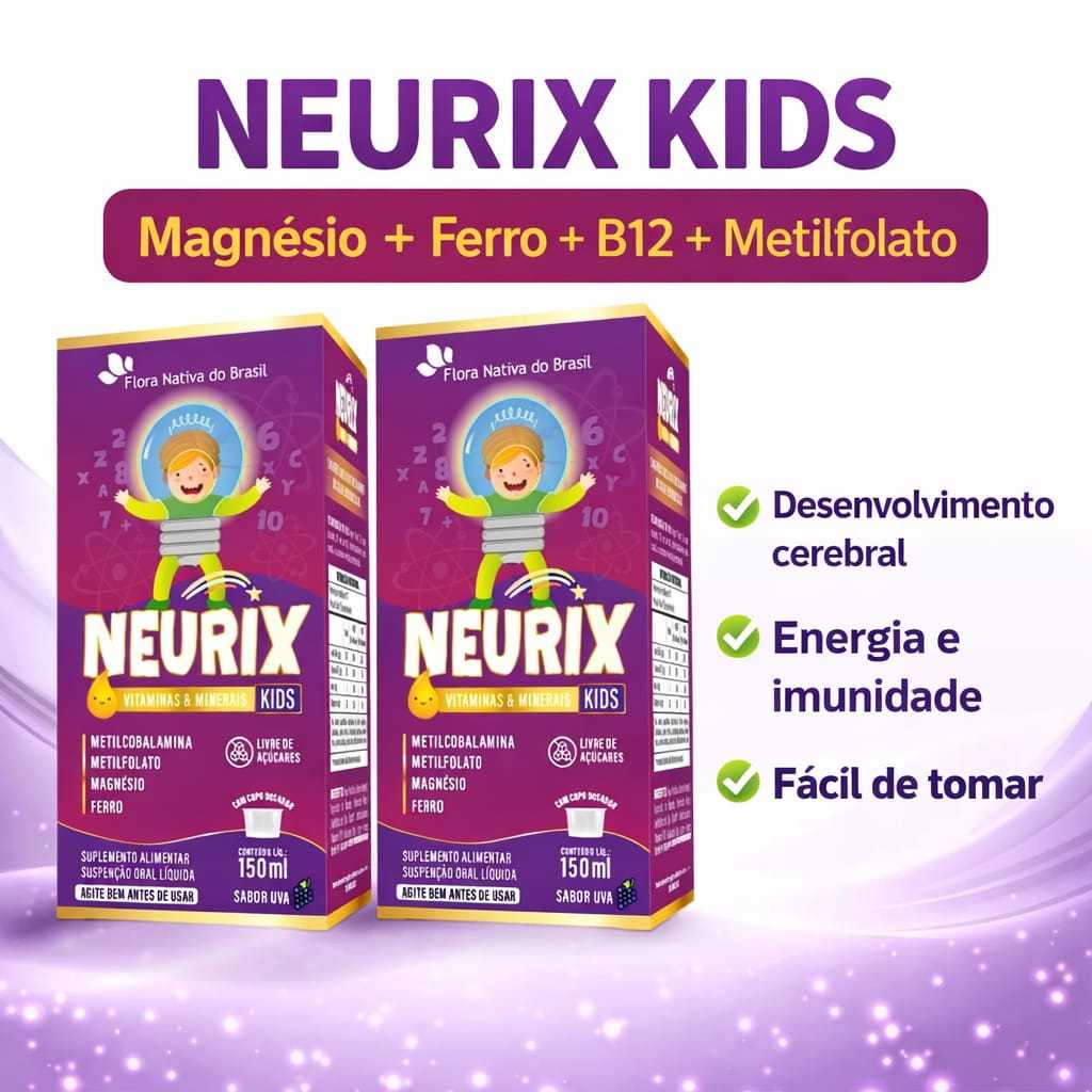 Suplemento Infantil Neurix Kids Flora Nativa Magnésio Ferro B12 ...