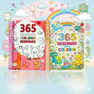 Kit 2 Livros 365 Desenhos Meninas 365 Desenhos para Colorir Branco Caderno para Colorir em Oferta na Shopee
