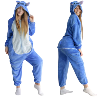 Pijama Stitch Angel Feminino Masculino Longo Zíper Quentinho e Peluciado em Oferta na Shopee