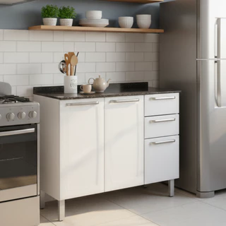 Itatiaia Luce Balcão De Cozinha Com Tampo 3 Portas 2 Gavetas Cor Branco