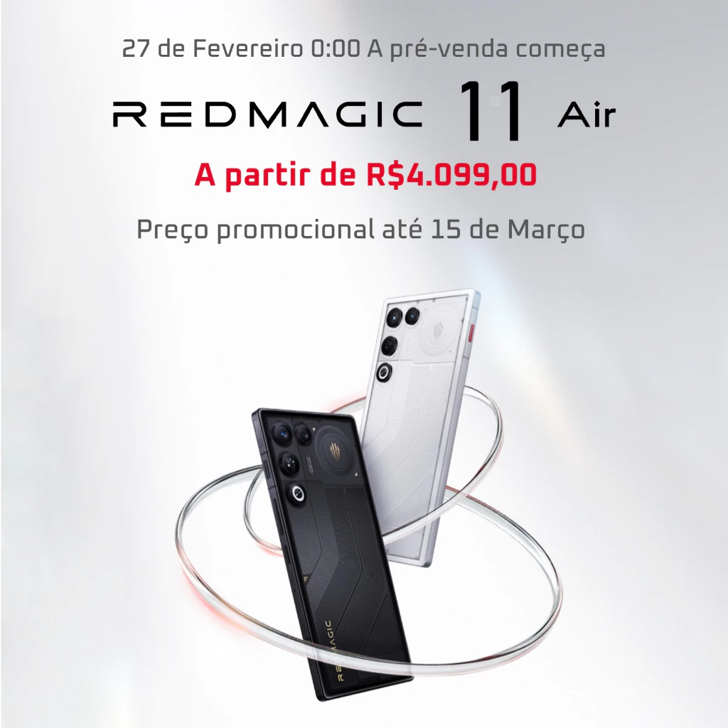 REDMAGIC 11 Air Celular Gamer 5G 12/16 + 256/512GB, Snapdragon 8 Elite, tela OLED de 6,8