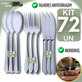 Kit 18/36/72 Talheres Inox Antiferrugem (COLHER + GARFO + FACA) PREMIUM praticidade e resistência