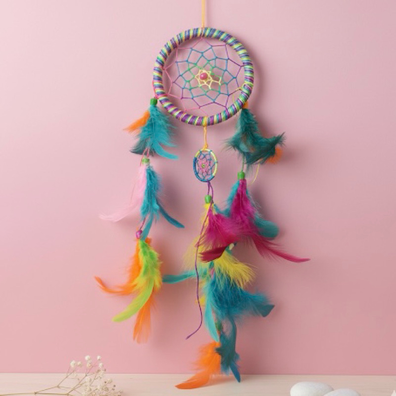 Filtro dos Sonhos Dreamcatcher Amuleto Penas 1 ou 2 Círculos Cores