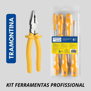 CONJUNTO ALICATE UNIVERSAL 8" + 6 CHAVES DE FENDA/PHILIPS TRAMONTINA PROFISSIONAL