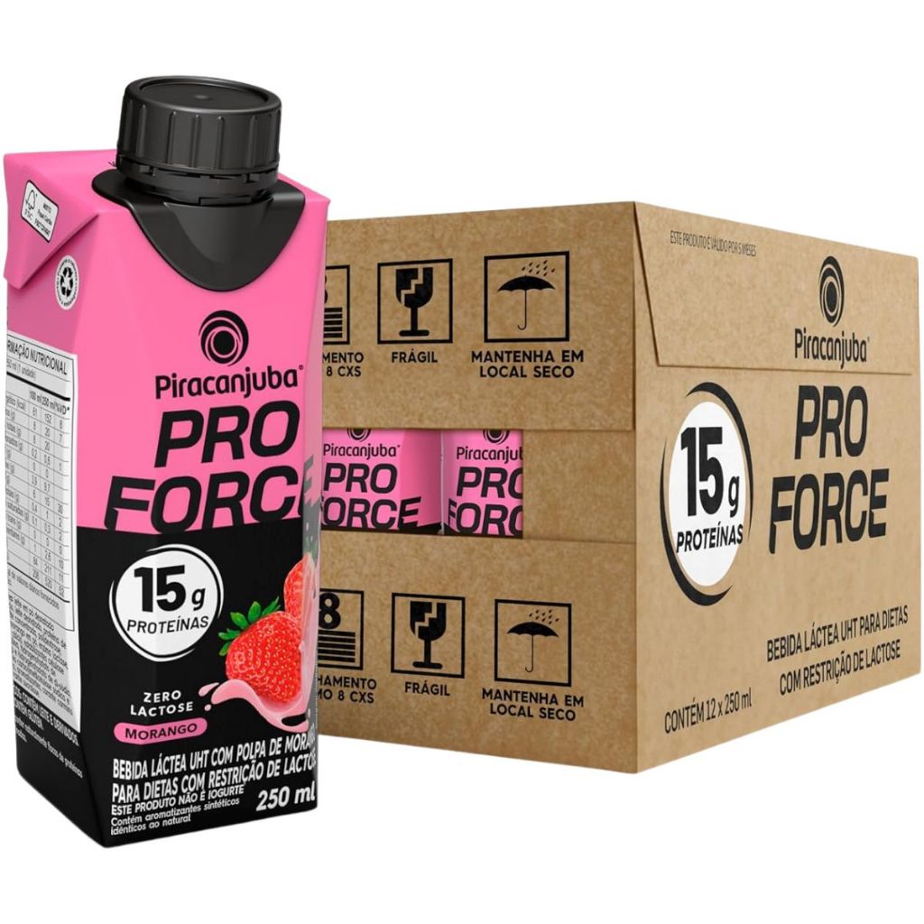 Caixa 12un Whey 15g de Proteína Piracanjuba ProForce Zero Lactose
