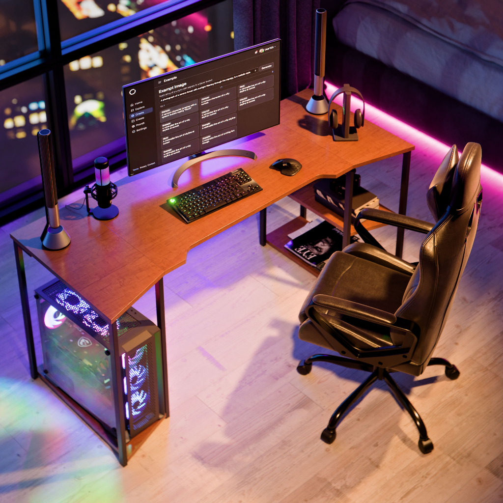 Escrivaninha Gamer APEX 160cm com Nicho para CPU Prateleiras Mesa Computador Home Office Industrial