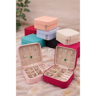 Mini Caixa de Jóias PU com Compartimentos para Organização Portátil em Oferta na Shopee