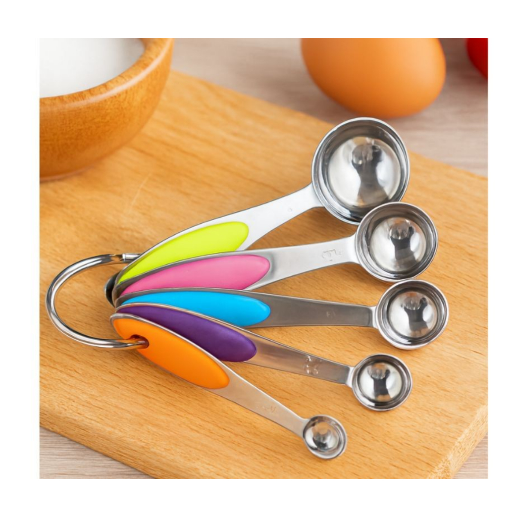 Kit 5 Colher Medidora Inox Precisão Cozinha Confeitaria Anti