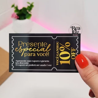 Cartão vale desconto │ Cupom de desconto 10% off - Preto e dourado