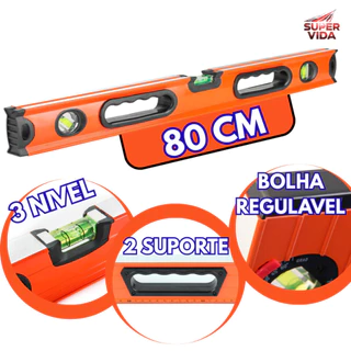 Nível Bolha Alumínio Prumo E Nível Com Imã 30/40/60/80/100cm 3 Bolhas para Obras Reformas