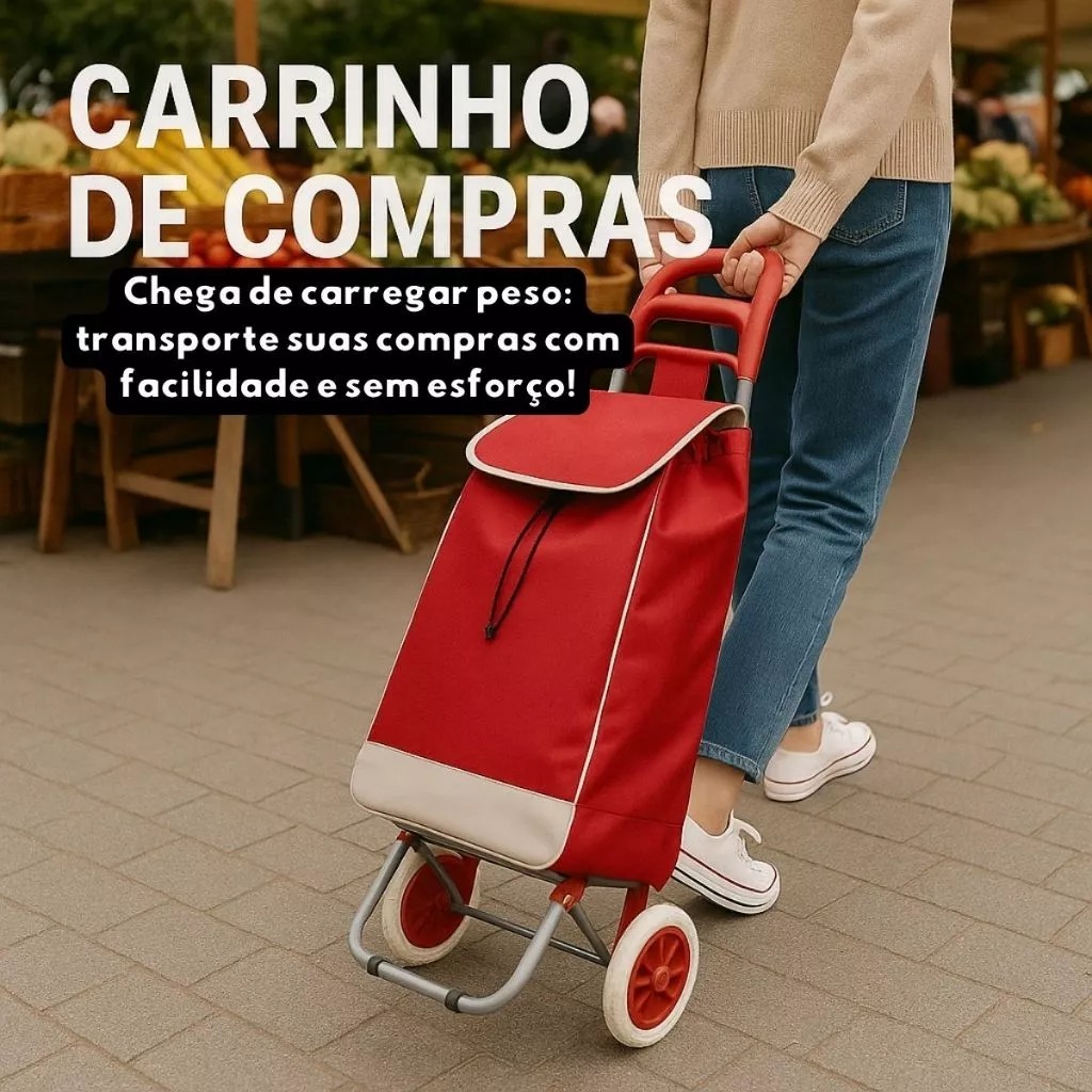 Carrinho De Compra Feira Supermercado Compras Dobrável Com 2 Rodas ...