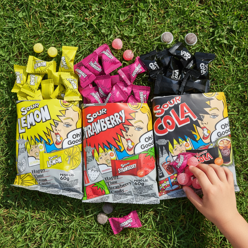 Balas Japonesas Super Lemon Limão Cola Soda ou Morango Balinhas