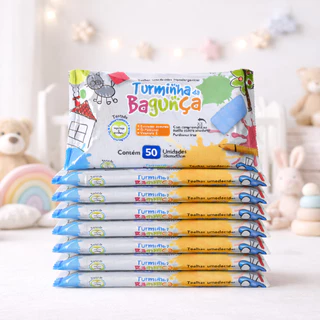 Kit 10 Pacotes Toalhas Umedecidas TURMINHA DA BAGUNÇA - 50 Folhas 20x13 cm - 98% Água em Oferta na Shopee