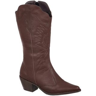 Bota Texana GiGiL Feminina Cano Alto Salto Médio Western Bordada em Oferta na Shopee