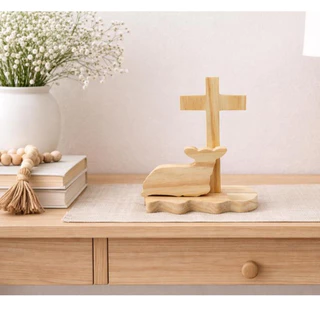 Cordeiro e Cruz 17x15 - Decoração Páscoa - Decoração cristã - Decoração casa - SEM VERNIZ em Oferta na Shopee