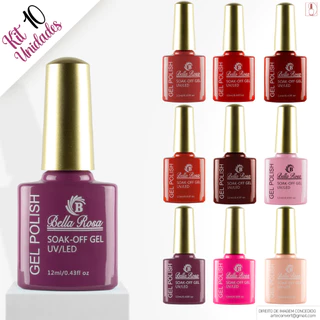 Kit 10 Esmaltes em Gel Bella Rosa 12ml Coleções Variedades Manicure p/ Unha em Gel em Oferta na Shopee