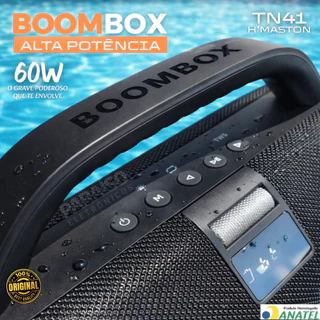 Caixa de Som 60W RMS BOOMBOX TN41 H'Maston GRAVE POTENTE Bluetooth TWS Subwoofer Prova d'Água IPX6 em Oferta na Shopee