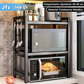 Suporte de Microondas Ajustável em Aço Carbono I Prateleira de 2/3 Camadas I Prateleira de Armazenamento de Cozinha em Oferta na Shopee