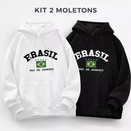 Kit Moletom Brasil Unissex Preto e Branco