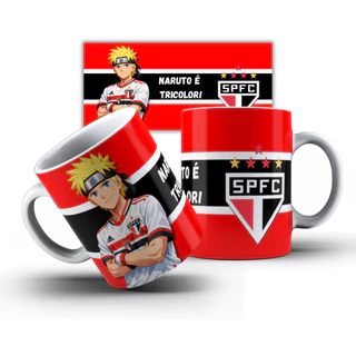 Caneca Xícara Personalizada Naruto São Paulo Tricolor Paulista Time de Futebol Anime Presente Envio 24h
