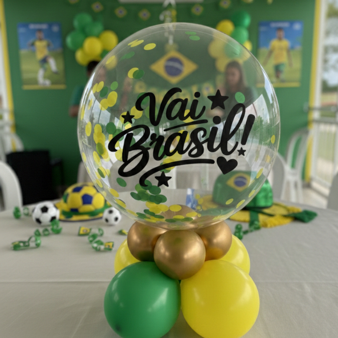 ENVIO RÁPIDO l Kit de Adesivos Vai Brasil para Balões – Vinil Decorativo Copa do