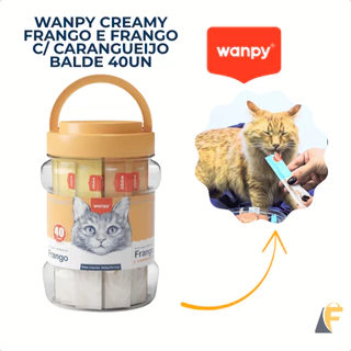 Petisco para Gatos Wanpy Creamy Snack Cremoso Frango e Frango com Caranguejo Balde 40 Sachês em Oferta na Shopee