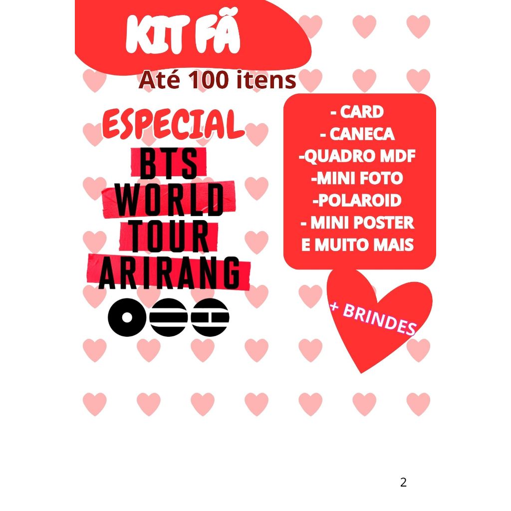 kIT Bts Especial world Tour Arirang itens exclusivos da turne