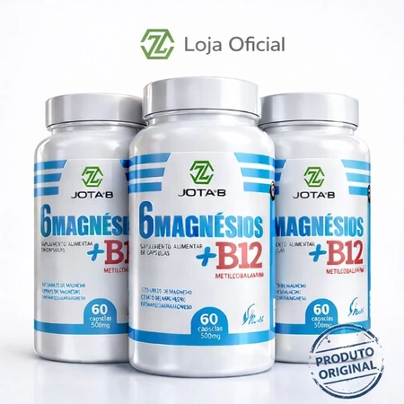 Suplemento 6 Magnésio + B12 Metilcobalamina 60 Cápsulas 500mg Envio Imediato