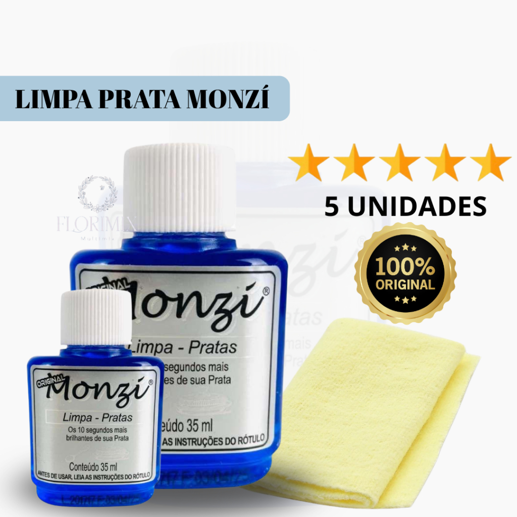 Kit 5 Monzi 35ml + 3 Flanela Magica Polidora Fácil De Usar Limpa Prata ...