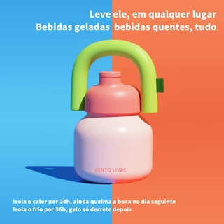 Garrafa Térmica 1000ml Aço 316, boca larga, cores dopamina, fácil limpeza e uso como kettlebell