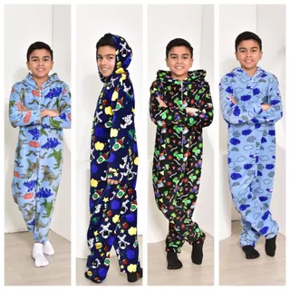 Pijama Macacão Infantil com Capuz – Estampas Divertidas, Quentinho e Confortável em Oferta na Shopee