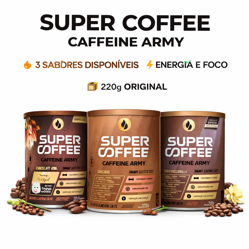 Super Coffee Caffeine Army 220g Original 3 Sabores Energia e Foco ...