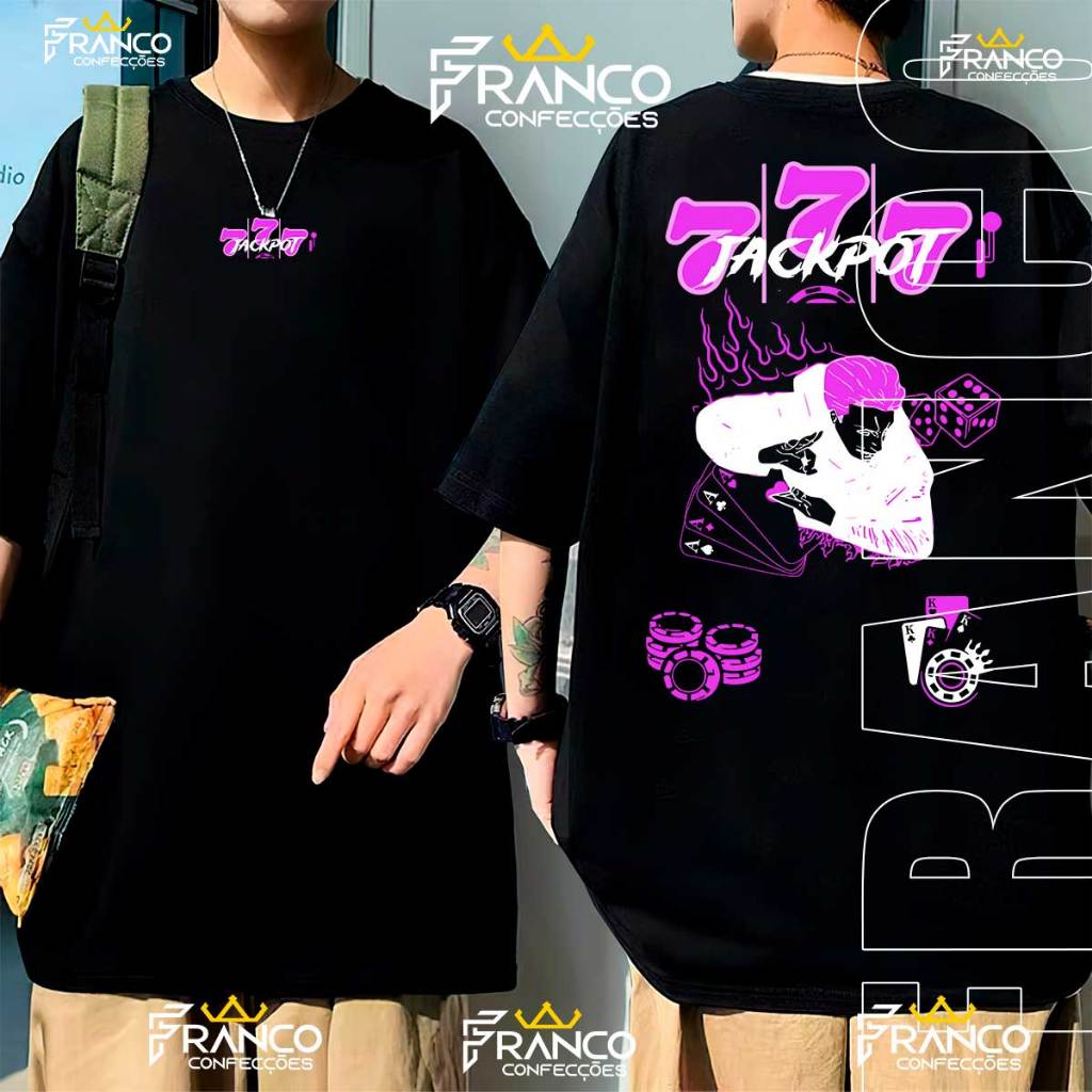 Camiseta Oversized Anime Hakari Jackpot 777 Streetwear 100