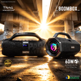 [ORIGINAL] Caixa de Som BOOMBOX TN41 60W Grave ALTA POTÊNCIA Bluetooth Subwoofer IPX6 TWS HMaston em Oferta na Shopee
